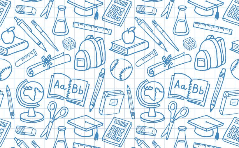An illustration of school supplies